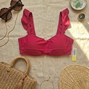Summersalt Ruffle Oasis Bikini Top Size 22 NWT Pink Barbiecore Swim Beach Resort